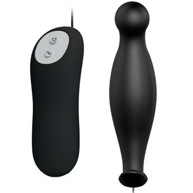 Plug Anale Vibrante Silicone Nero con Telecomando e 12 Velocità